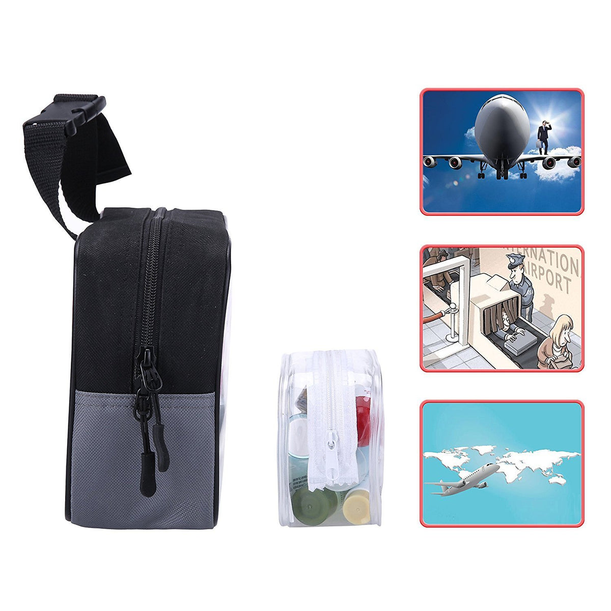 TSA Approved Clear Travel HangingToiletry Bag+ Carrying Handle