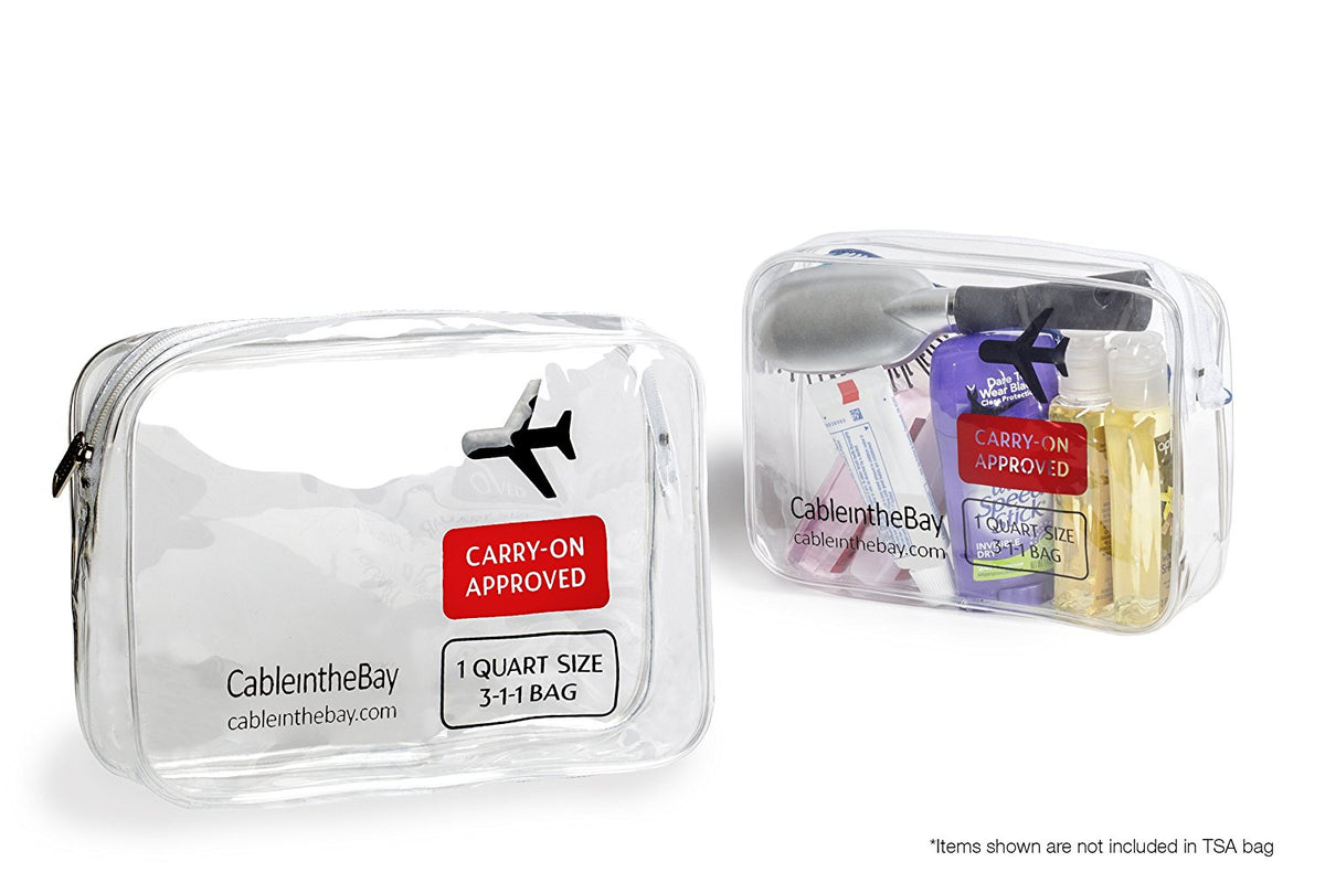  Cableinth TSA Approved Clear Travel Toiletry Bag-Quart  Sized with Zipper-Airport Airline Compliant Bag/Bottles-Men's/Women's 3-1-1  Kit+Travel (1 PACK) : Beauty & Personal Care